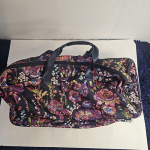 Vera Bradley Midnight Floral Weekend/CarryOn Rolling Duffle Bag Overnight Travel